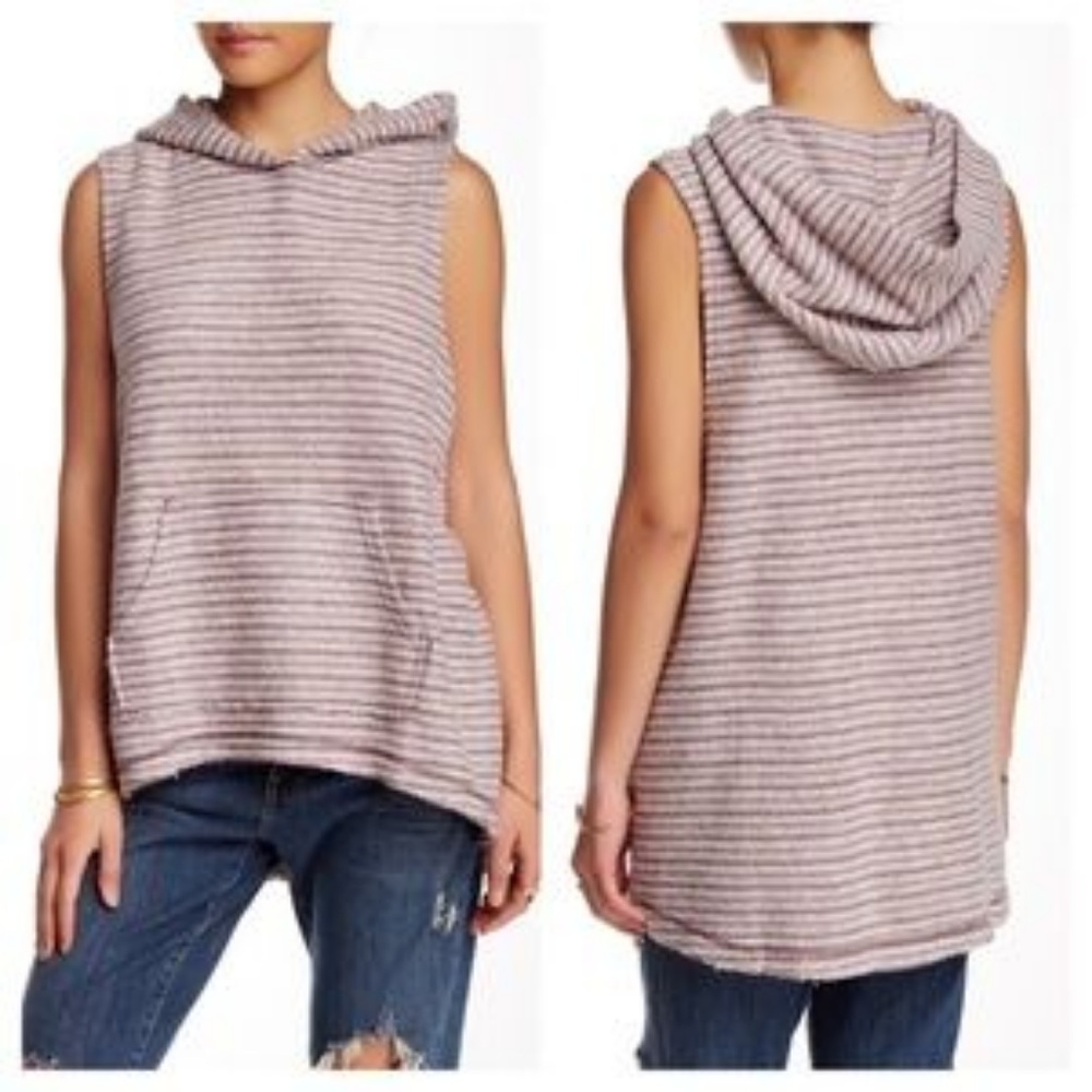 FREE PEOPLE Striped Beach Hoodie MEDIUM New